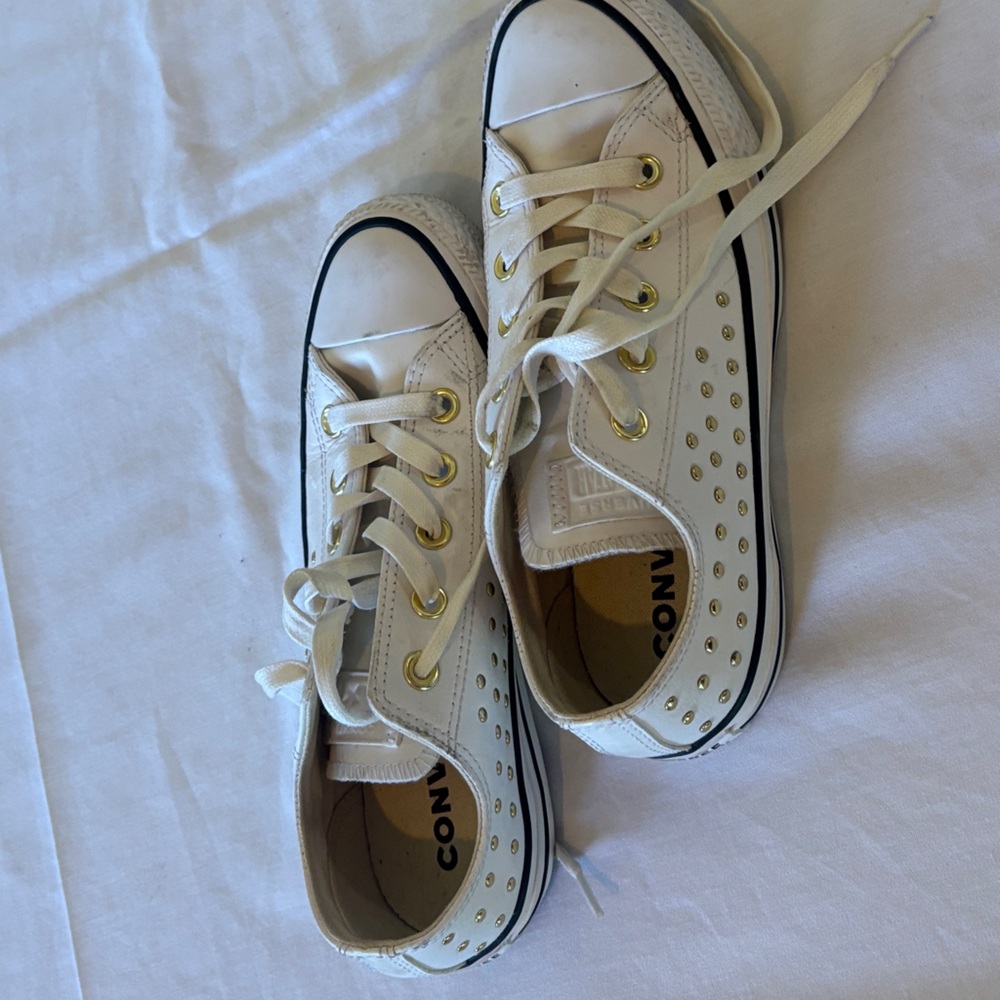 Converse White and Gold Studded Women's Sneakers